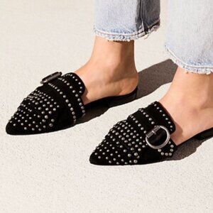 Jeffrey Campbell x Free People - Wanderer Stud Flats - Black Suede - US 7.5